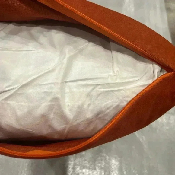 Pumpkin Red Faux Suede Fabric Pillow with Golden Maple Leaf and ‘Thankful’ Print - Picture 8 of 8